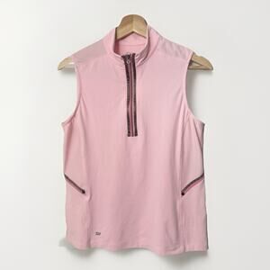 Tail Top Sleeveless Quarter Zip Golf Tennis Pickleball Pink Shirt Size S/M